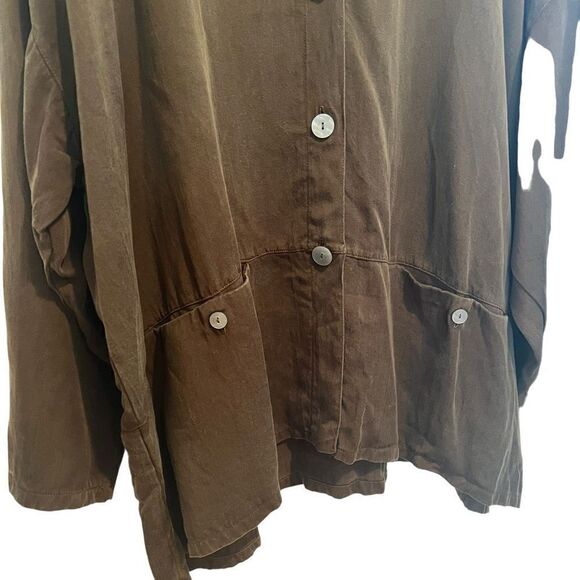 Bryn Walker Tencel Button Down Lagenlook Tunic Jacket Shirt Shacket Size L - Picture 4 of 8